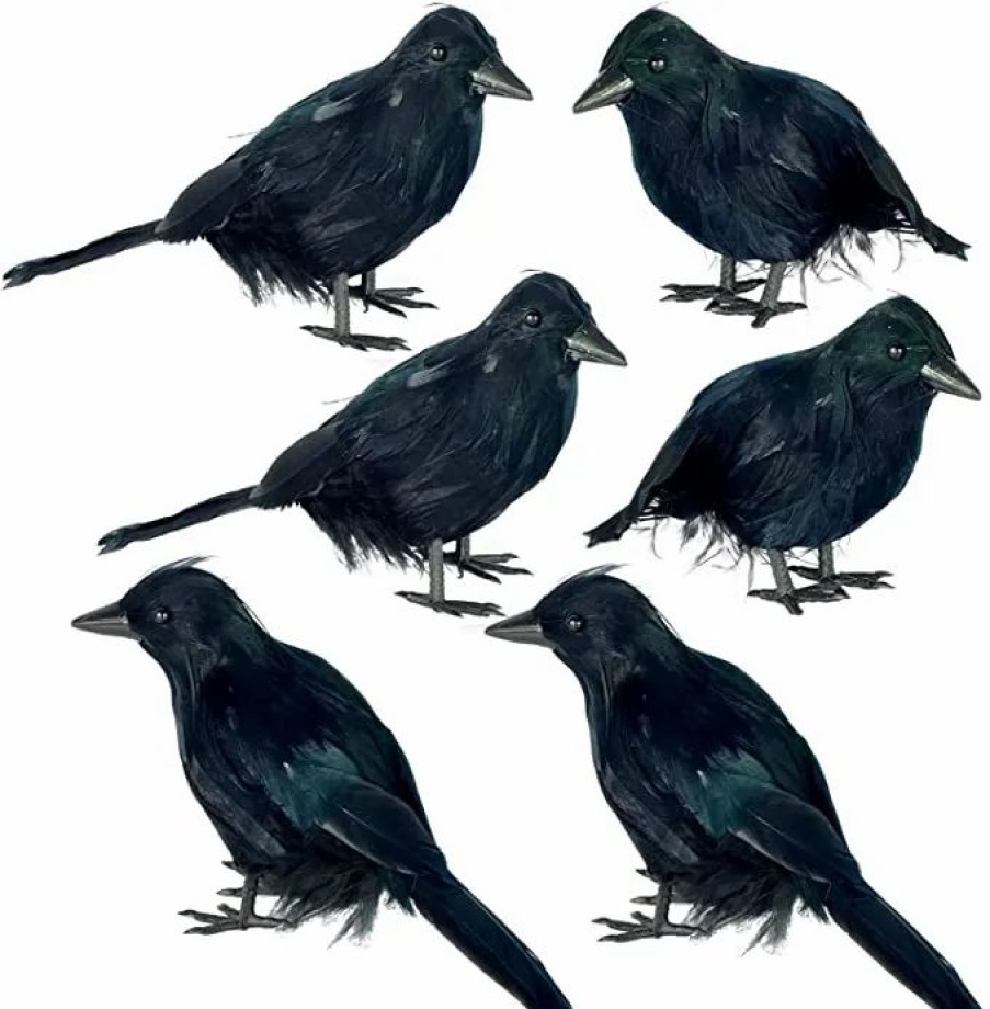 Halloween Indoor Decor * | Joyin 6Pcs Halloween Crow Decorations Halloween Decorations