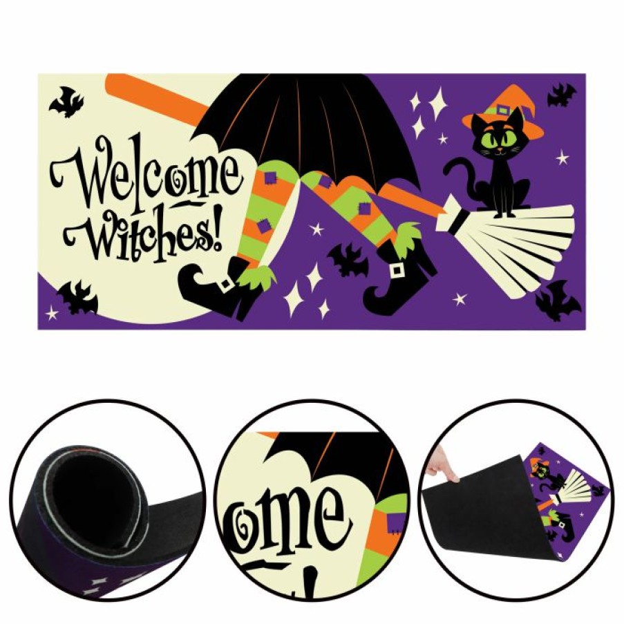 Halloween Indoor Decor * | Joyin Witch Party With Moon Doormat 22In X 10In Halloween Decorations