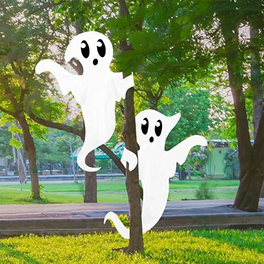 Halloween Outdoor Decor * | Joyin 2Pcs Cute Treewrap White Ghost Halloween Decorations