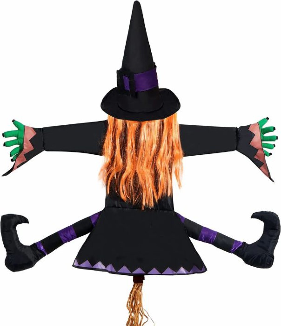 Halloween Outdoor Decor * | Joyin Crashing Witch Into Tree Decoration (Orange Hair) Halloween Decorations