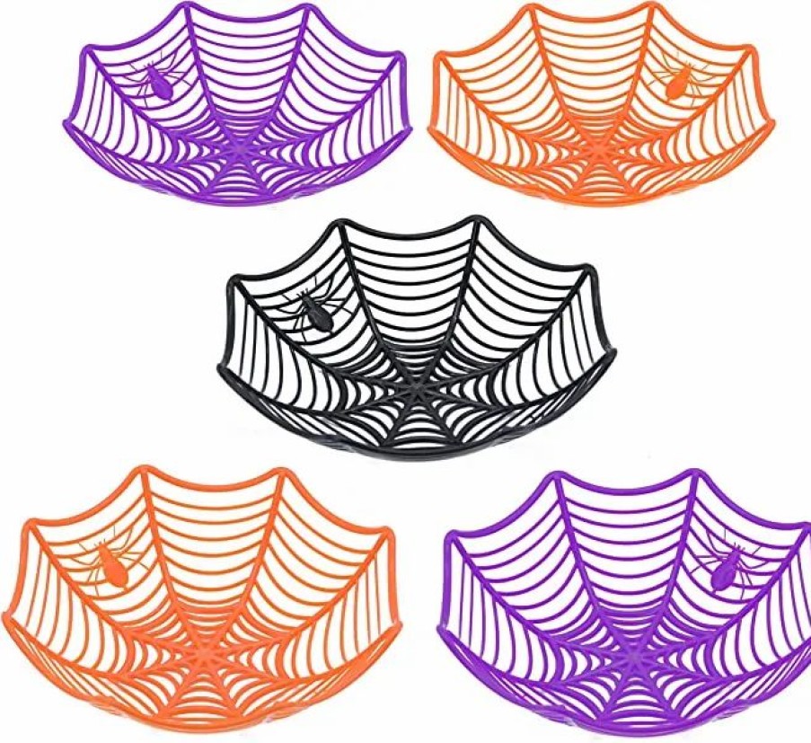 Halloween Outdoor Decor * | Joyin 5Pcs Halloween Spider Web Plastic Basket Bowls Halloween Decorations