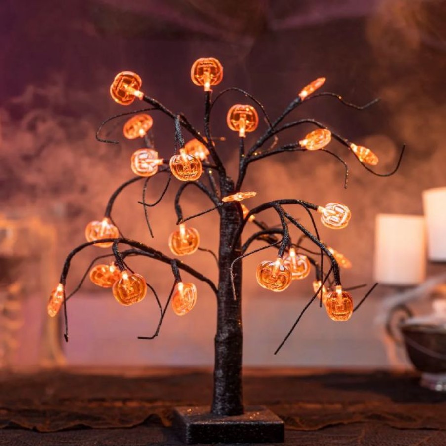 Halloween Indoor Decor * | Joiedomi Led Spooky Tree Orange Pumpkin 1.5Ft Halloween Decorations