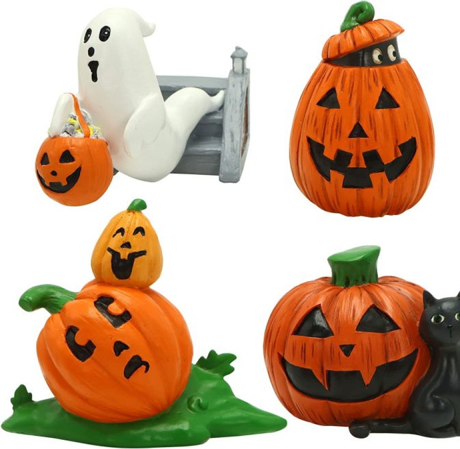 Halloween Indoor Decor * | Joyin Pumpkin Miniature Figurine Decorations, 5 Pcs Halloween Decorations