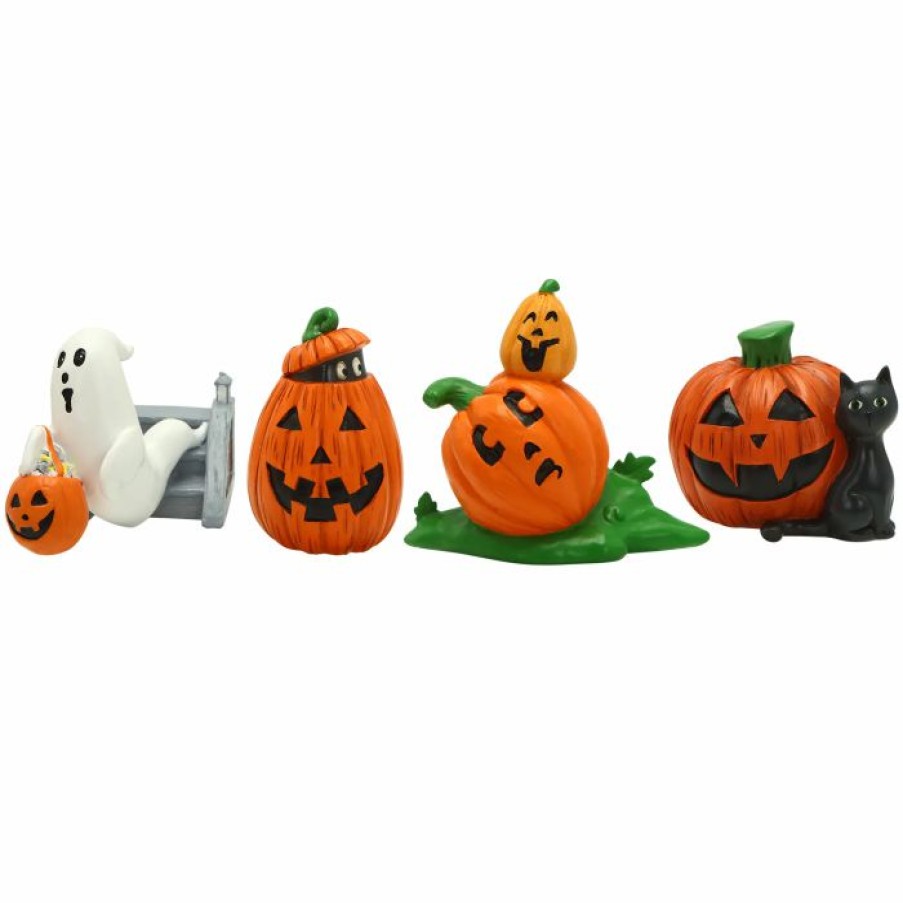 Halloween Indoor Decor * | Joyin Pumpkin Miniature Figurine Decorations, 5 Pcs Halloween Decorations