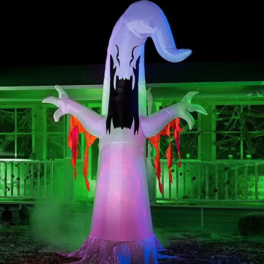 Halloween Inflatables * | Joiedomi 12Ft Halloween Inflatable Ghost With Fire Light And Flaming Shreds Halloween Decorations