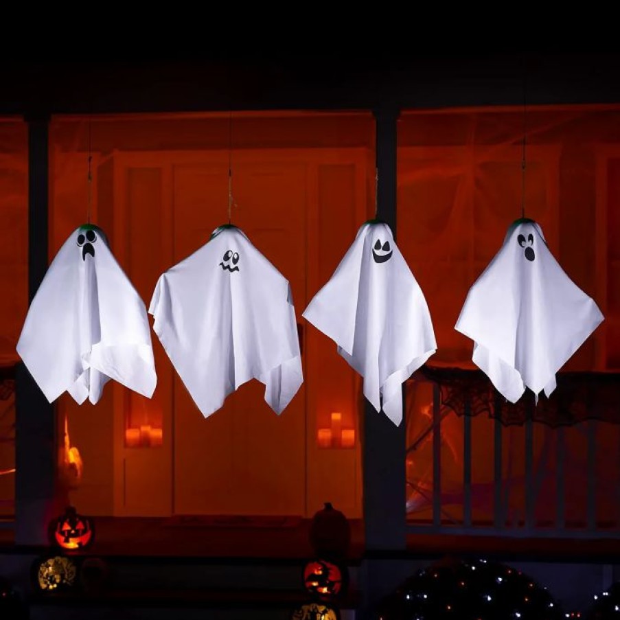 Hanging Decorations * | Joyin 4 Pcs White Ghost 19In Halloween Decorations