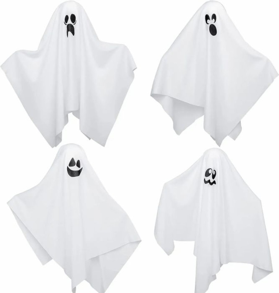 Hanging Decorations * | Joyin 4 Pcs White Ghost 19In Halloween Decorations