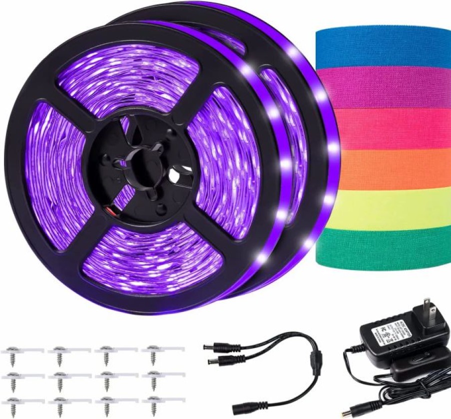 Halloween Outdoor Decor * | Joiedomi Led Black Light Strip Kit With 75Ft Uv Tape Blacklight Reactive 32.8Ft Halloween Decorations