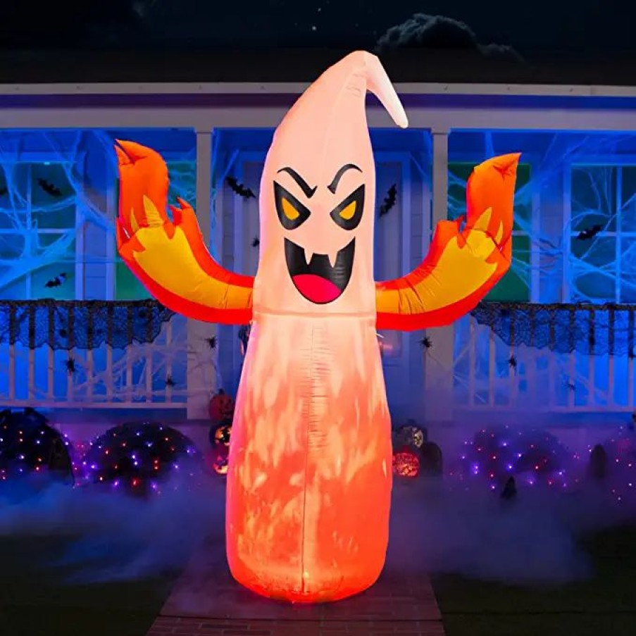 Halloween Inflatables * | Joiedomi 8Ft Halloween Flaming Hand Ghost With Fire Light Halloween Decorations