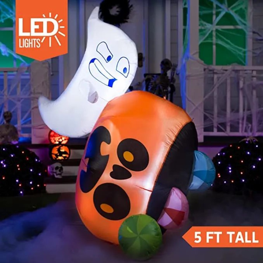 Halloween Inflatables * | Joiedomi 5Ft Tall Naughty Ghost Halloween Inflatable Halloween Decorations