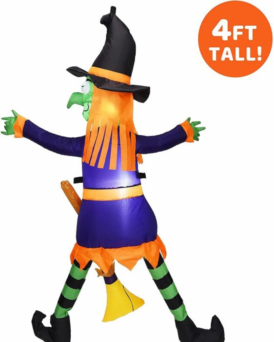 Halloween Outdoor Decor * | Joiedomi 4Ft Halloween Crashing Witch Onto Wall Inflatable Halloween Decorations