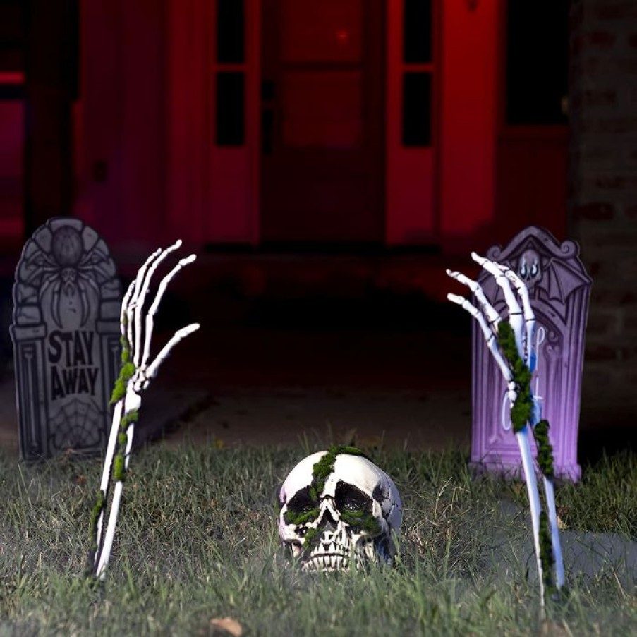 Halloween Outdoor Decor * | Joyin 3Pcs Skeleton Yard Stakes With Fake Moss Halloween Decorations