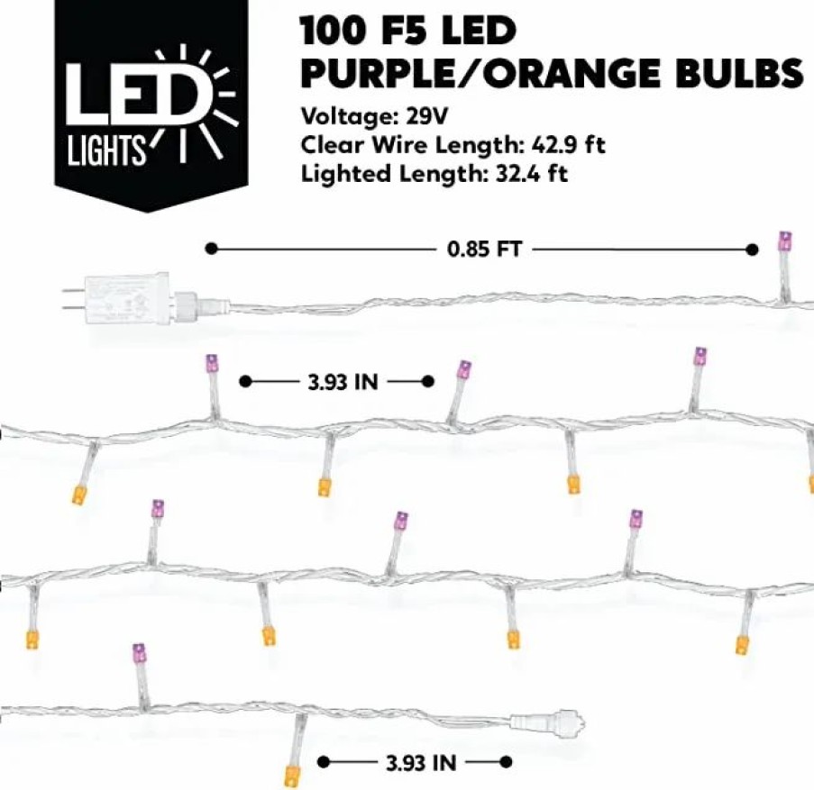 Halloween Lights * | Joiedomi Orange & Purple Led Light Set 42.9Ft Halloween Decorations