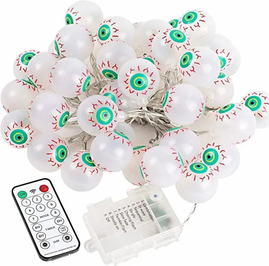 Halloween Lights * | Joiedomi Halloween Eyeball String Lights Purple 20.6Ft Halloween Decorations