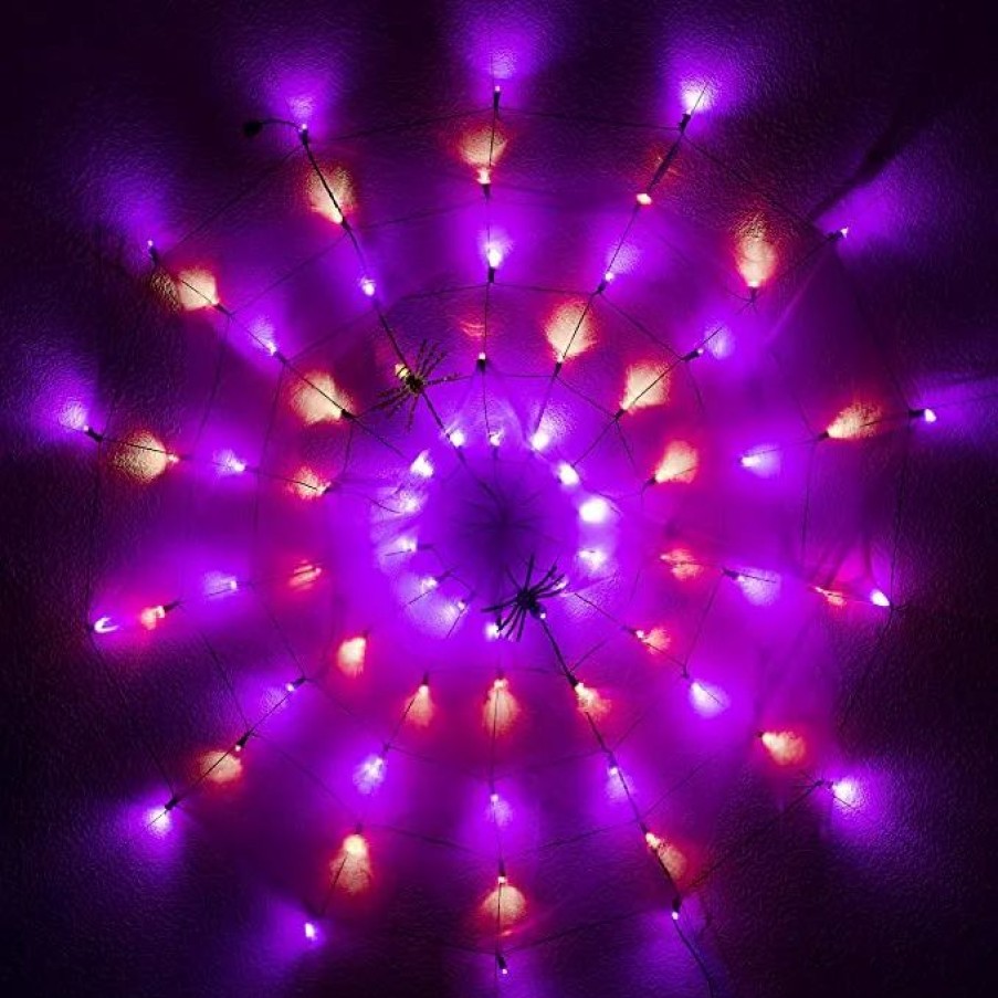 Halloween Lights * | Joiedomi Orange & Purple Spider Web 59In Halloween Decorations