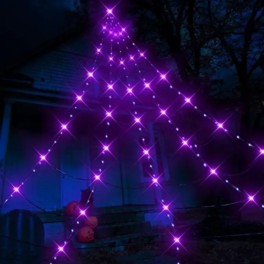 Halloween Lights * | Joyin Led Tirangle Spider Web 15.7 19.7Ft Halloween Decorations