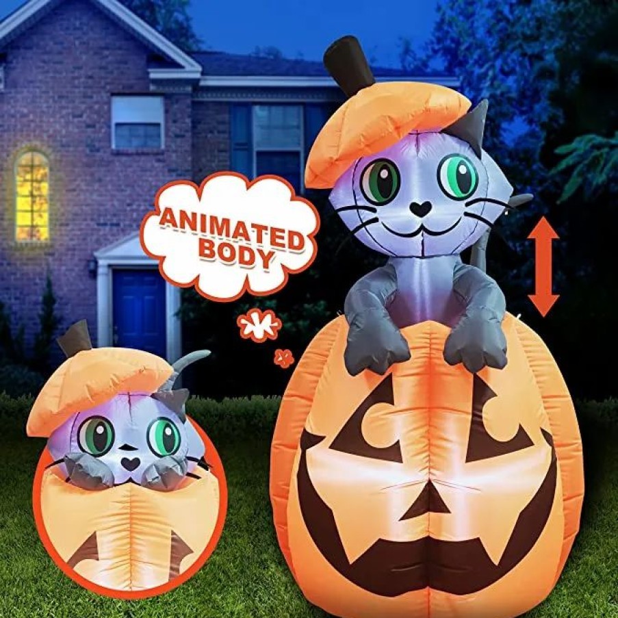 Halloween Inflatables * | Joiedomi 5Ft Inflatable Animated Cat Halloween Decoration Halloween Decorations