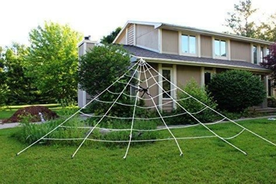 Halloween Outdoor Decor * | Joyin Triangular Mega White Spider Web Decoration 23 X 18Ft Halloween Decorations