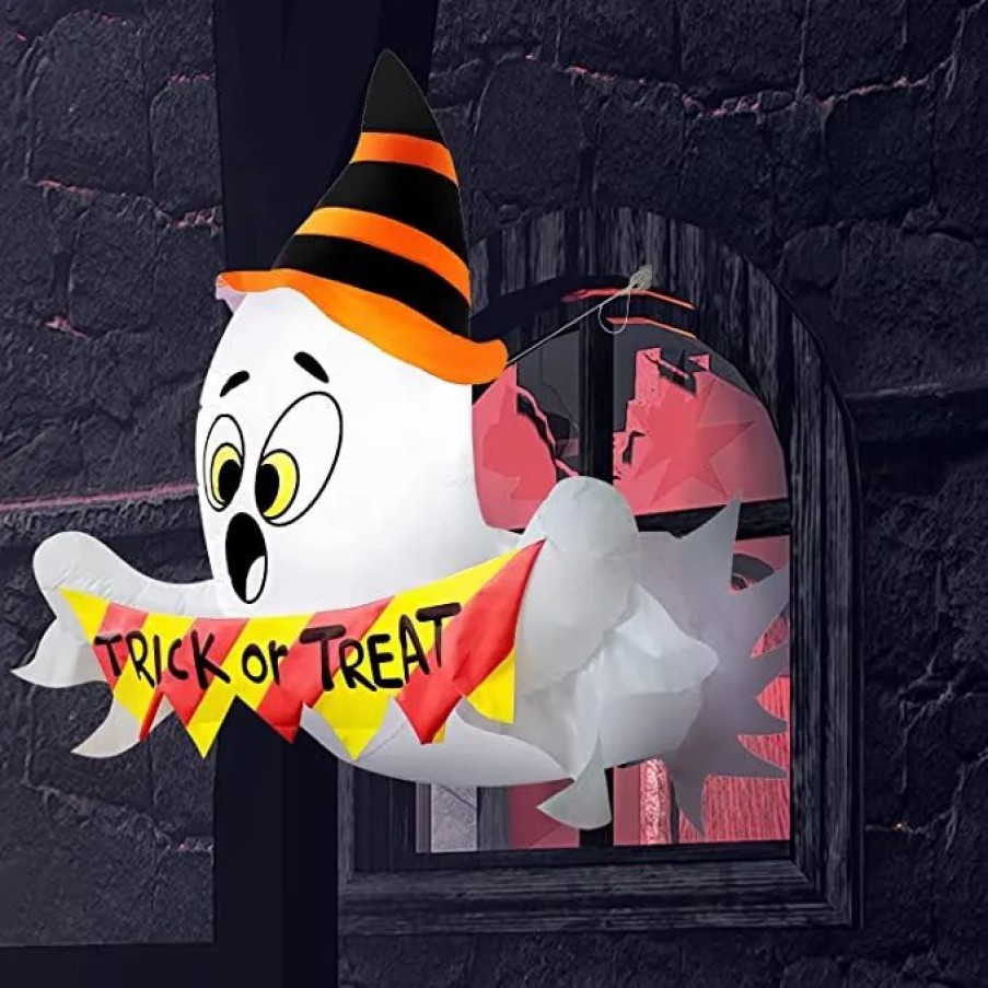 Halloween Inflatables * | Joiedomi 5Ft Halloween Trick Or Treat Ghost Broke Out From Window Halloween Decorations