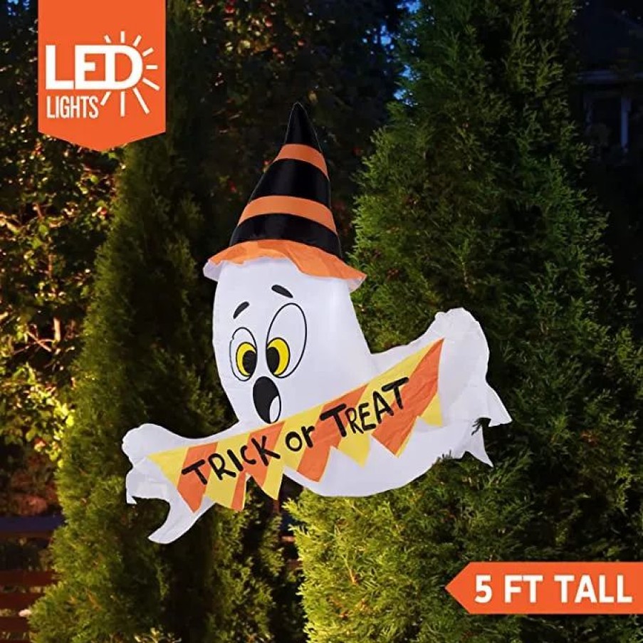 Halloween Inflatables * | Joiedomi 5Ft Halloween Trick Or Treat Ghost Broke Out From Window Halloween Decorations