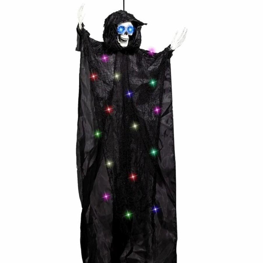 Hanging Decorations * | Joyin Light-Up Hanging Grim Reaper 35In Halloween Decorations