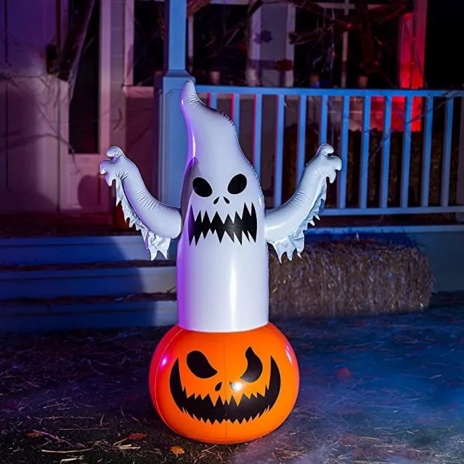 Halloween Inflatables * | Joyin 4.5Ft Inflatable Ghost On Pumpkin Tumbler Decoration Halloween Decorations