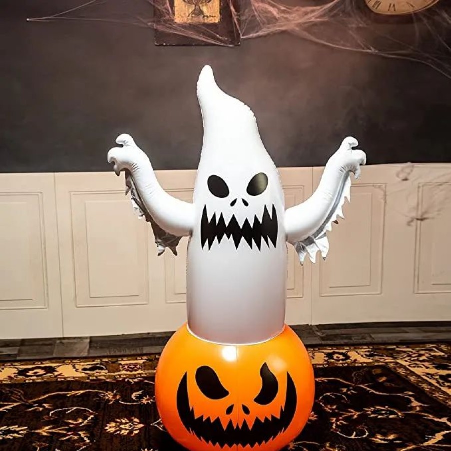 Halloween Inflatables * | Joyin 4.5Ft Inflatable Ghost On Pumpkin Tumbler Decoration Halloween Decorations