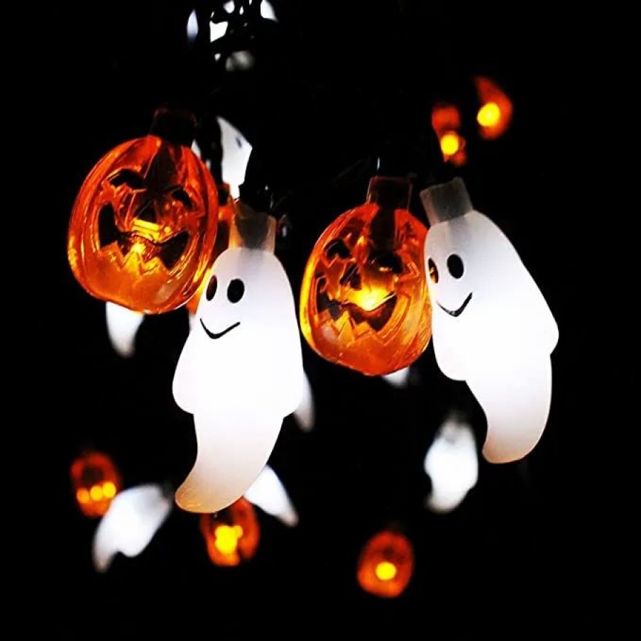 Halloween Lights * | Joyin 30Pcs Halloween Led String Light With Pumpkin And Ghost Halloween Decorations