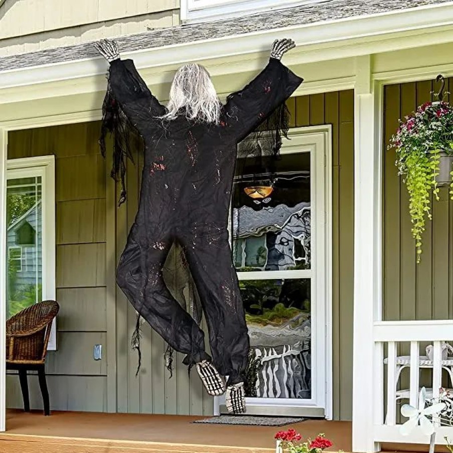 Hanging Decorations * | Joyin Zombie Wall Climber Decoration, Black 32.2In Halloween Decorations