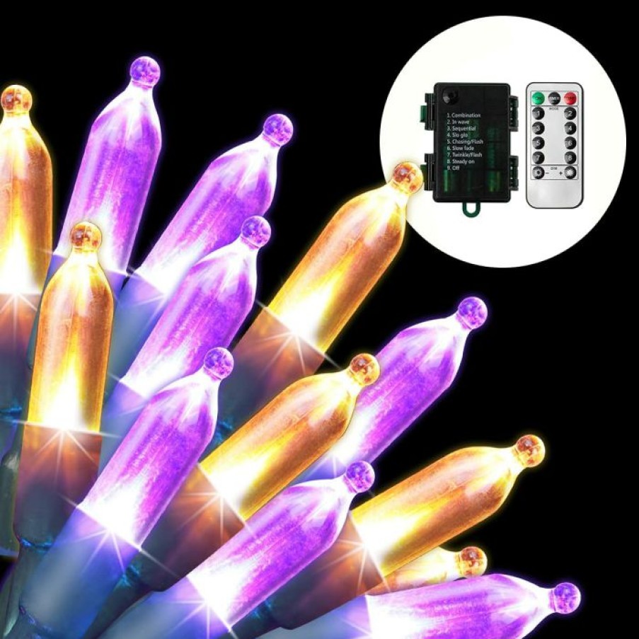 Halloween Lights * | Joiedomi 2Pcs Of Orange & Purple Green Led String Lights 17.3Ft Halloween Decorations