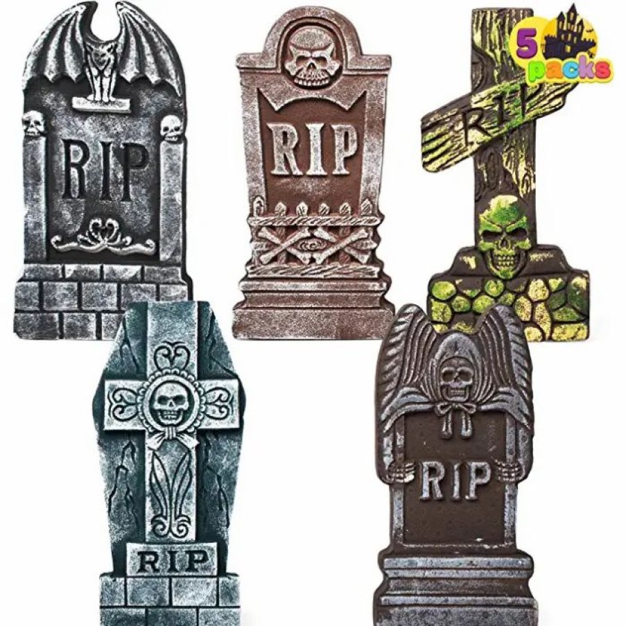 Halloween Outdoor Decor * | Joyin 5Pcs Halloween Tombstone Decorations 17In Halloween Decorations