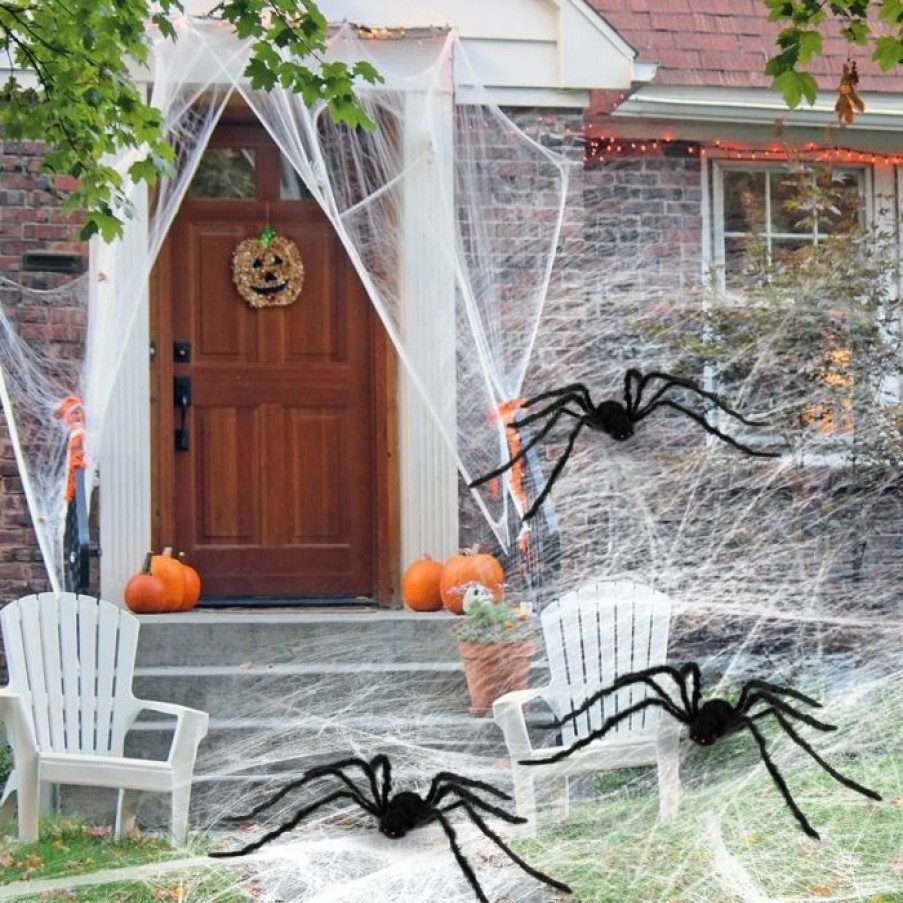 Halloween Outdoor Decor * | Joyin 3Pcs Halloween Hairy Spiders Cute Hairy Spiders 63In Halloween Decorations