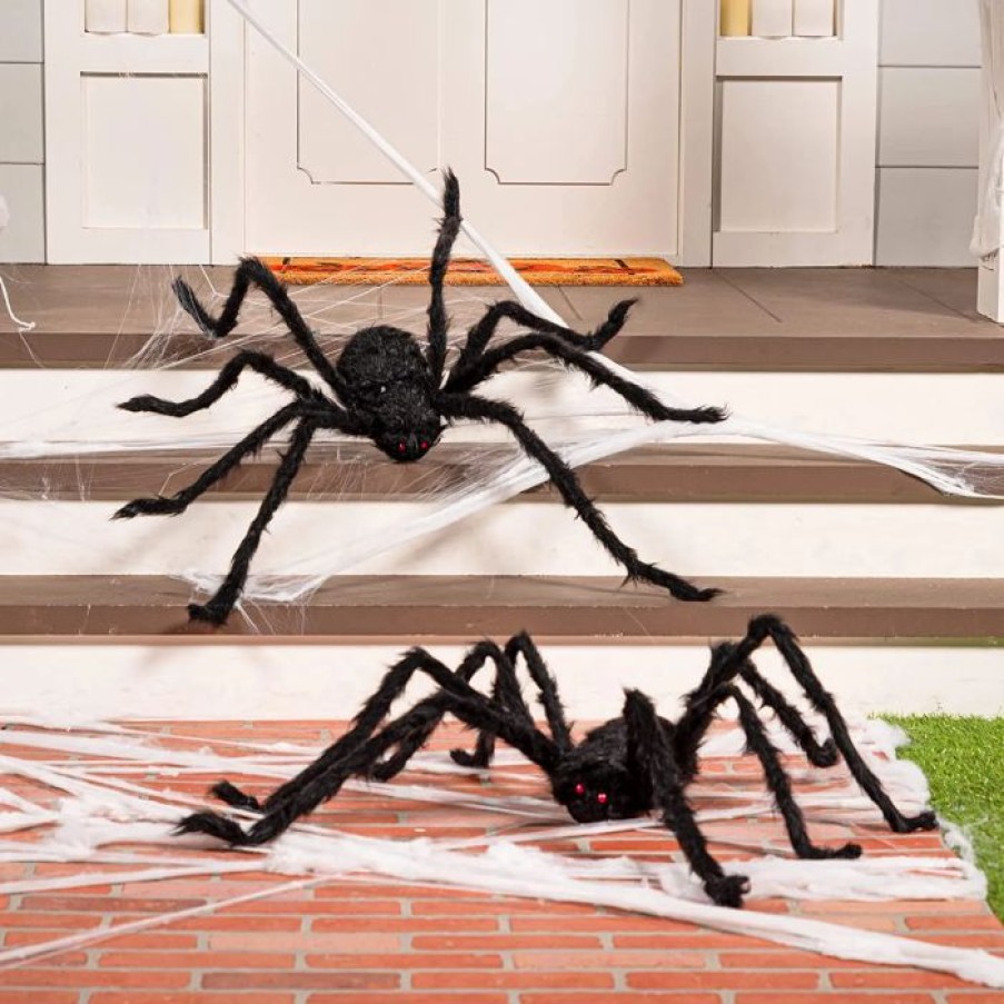 Hanging Decorations * | Joyin 2 Pcs Spiders With 800Sqft Cobweb Halloween Decorations