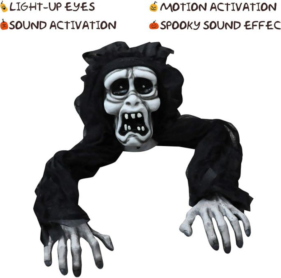 Halloween Outdoor Decor * | Joyin Animated Zombie Groundbreaker With Flashing Eye & Sound (White) Halloween Decorations