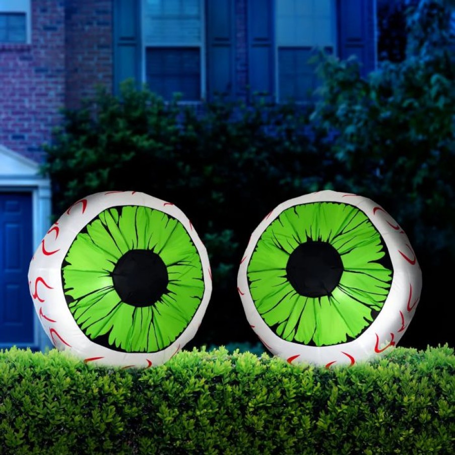 Halloween Inflatables * | Joiedomi 2Pcs Inflatable Led Green Eyeball Decorations Halloween Decorations