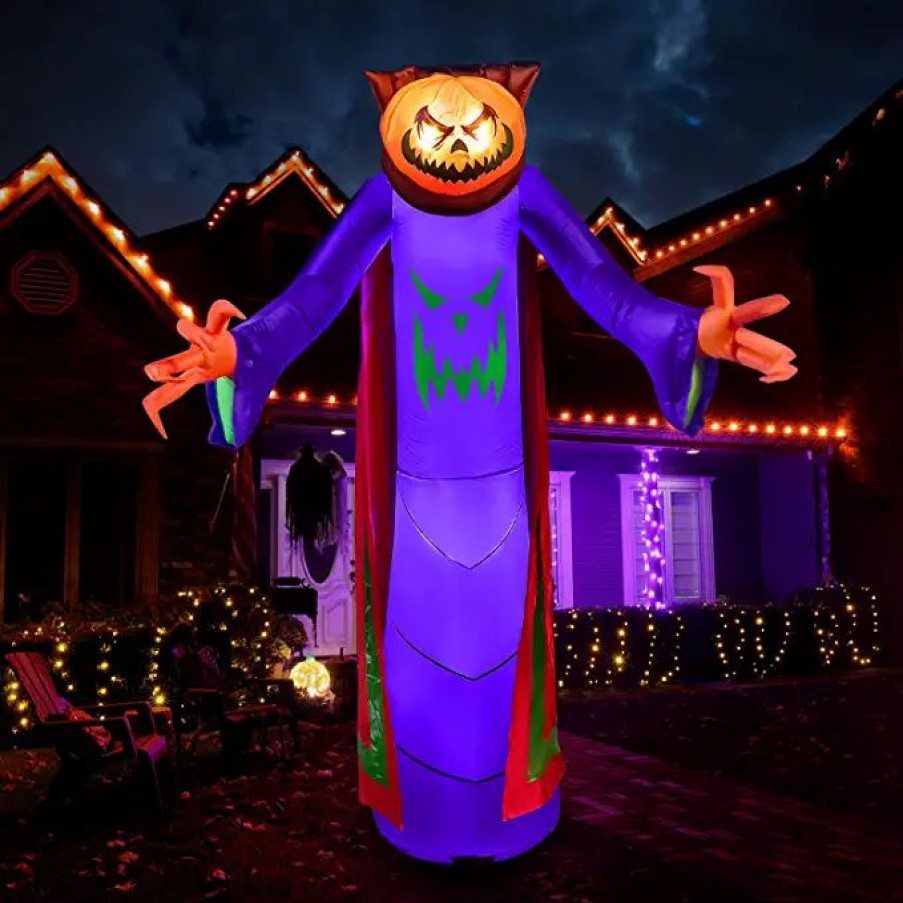 Halloween Inflatables * | Joiedomi 8Ft Halloween Inflatable Pumpkin Wizard Decoration Halloween Decorations