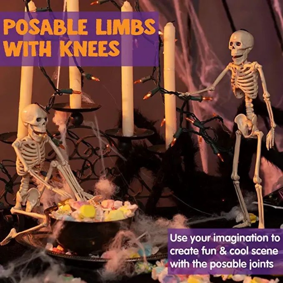 Spooky Scary Skeletons * | Joyin 2Pcs Posable Halloween Skeleton Decorations 16In Halloween Decorations