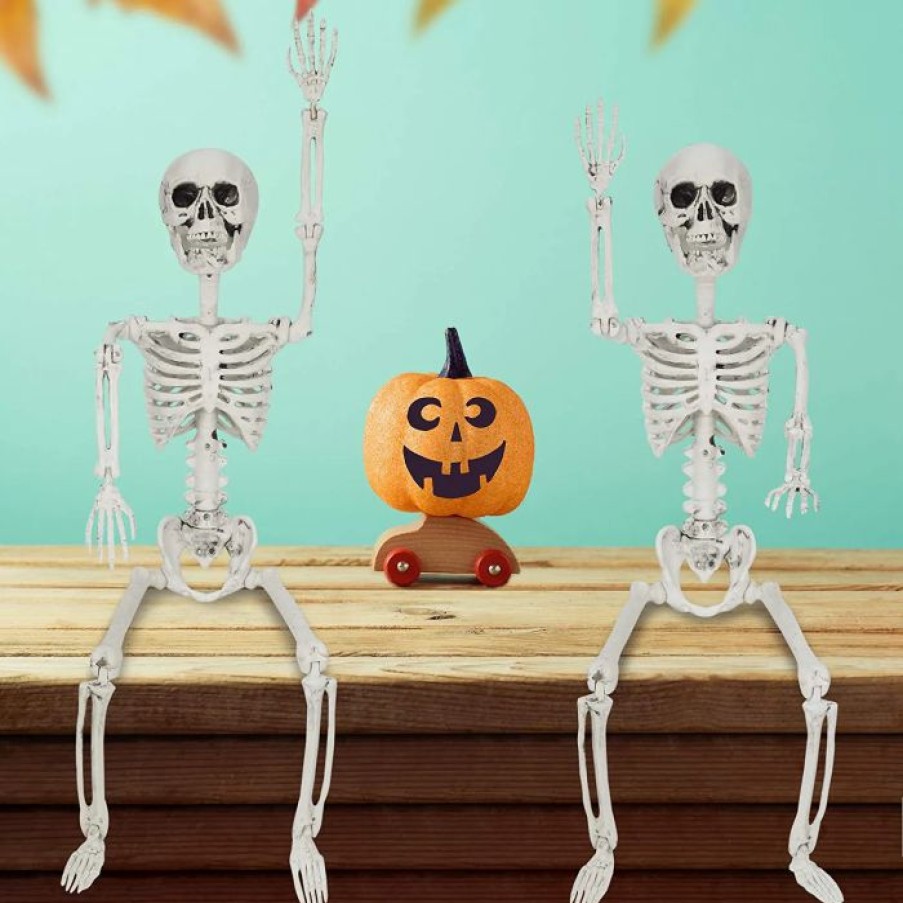 Spooky Scary Skeletons * | Joyin 2Pcs Skeleton Posable Halloween Decoration 24In Halloween Decorations