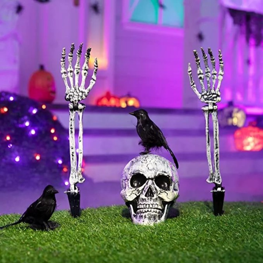 Halloween Outdoor Decor * | Joyin 3 Pcs Skeleton Yard Stake With 2 Crows Halloween Decorations