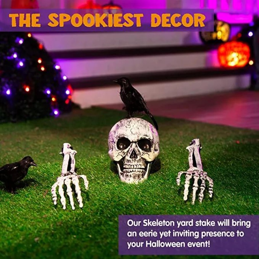 Halloween Outdoor Decor * | Joyin 3 Pcs Skeleton Yard Stake With 2 Crows Halloween Decorations