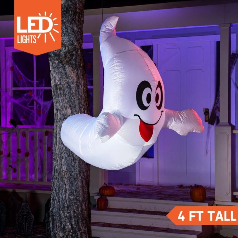 Halloween Inflatables * | Joiedomi 4Ft Halloween Inflatable Ghost Coming Out From Tree Halloween Decorations