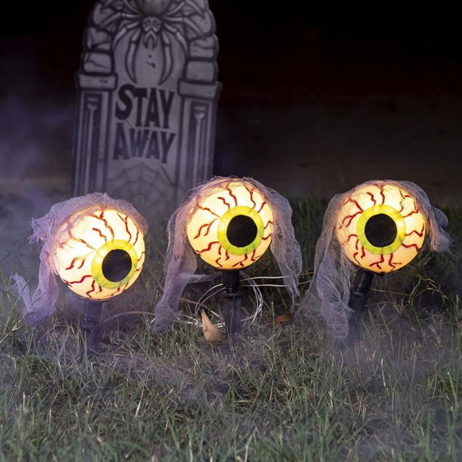 Halloween Lights * | Joyin 3Pcs Eyeball Pathway Light Marker Halloween Decorations