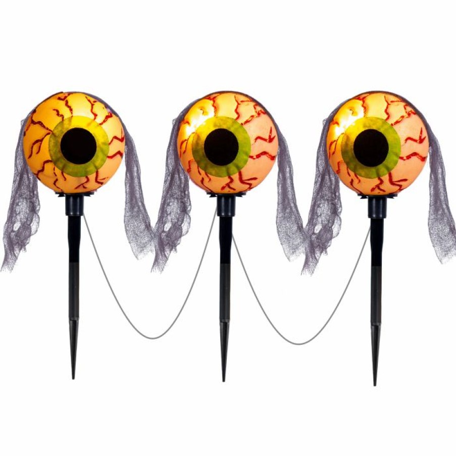 Halloween Lights * | Joyin 3Pcs Eyeball Pathway Light Marker Halloween Decorations