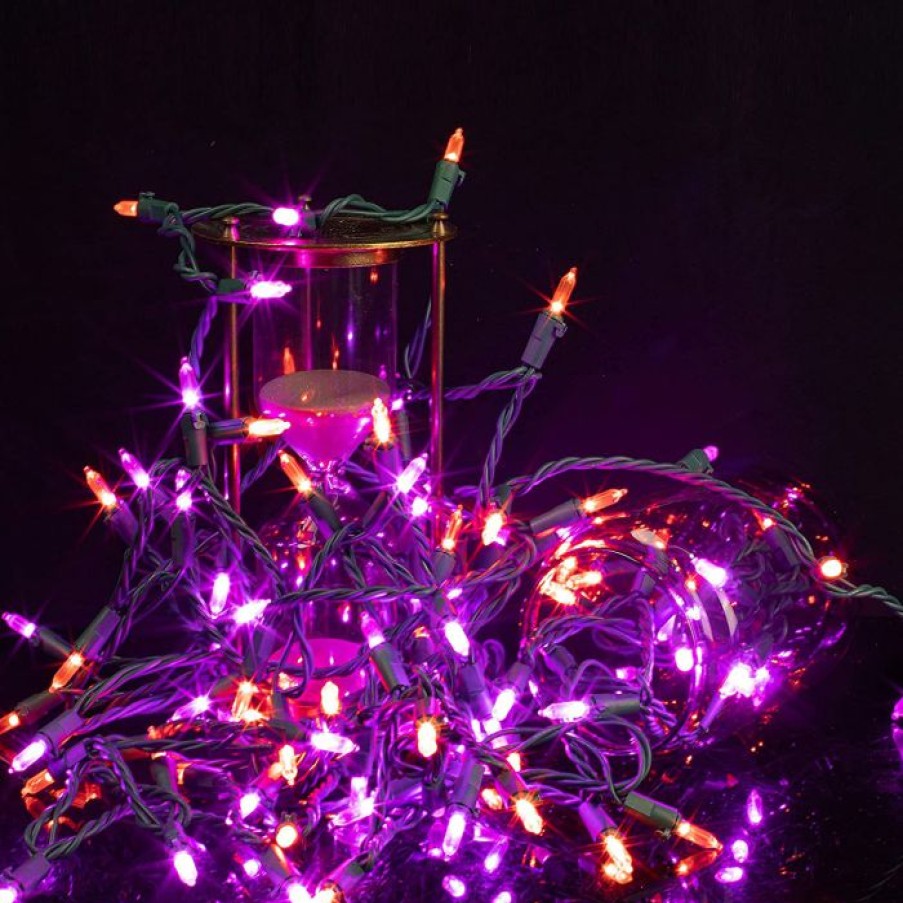 Halloween Lights * | Joiedomi 100 Purple And Orange Led Green Wire String Lights 26.25Ft Halloween Decorations