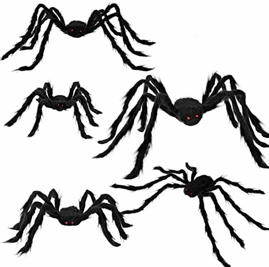 Halloween Outdoor Decor * | Joyin 5Pcs Halloween Realistic Hairy Spiders Set Halloween Decorations