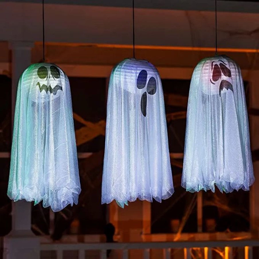 Hanging Decorations * | Joyin 3Pcs Ghost Lantern Hanging Lights 18In Halloween Decorations