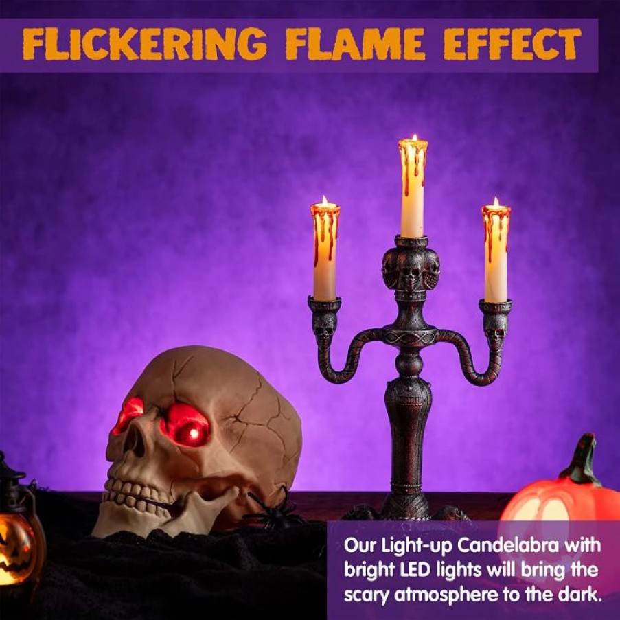 Halloween Indoor Decor * | Joyin 2 Pcs Light Up Haunted Candelabra Halloween Decorations