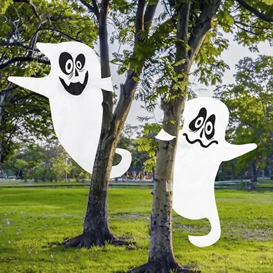 Halloween Outdoor Decor * | Joyin 2Pcs Fat Treewrap White Ghost 47In Halloween Decorations