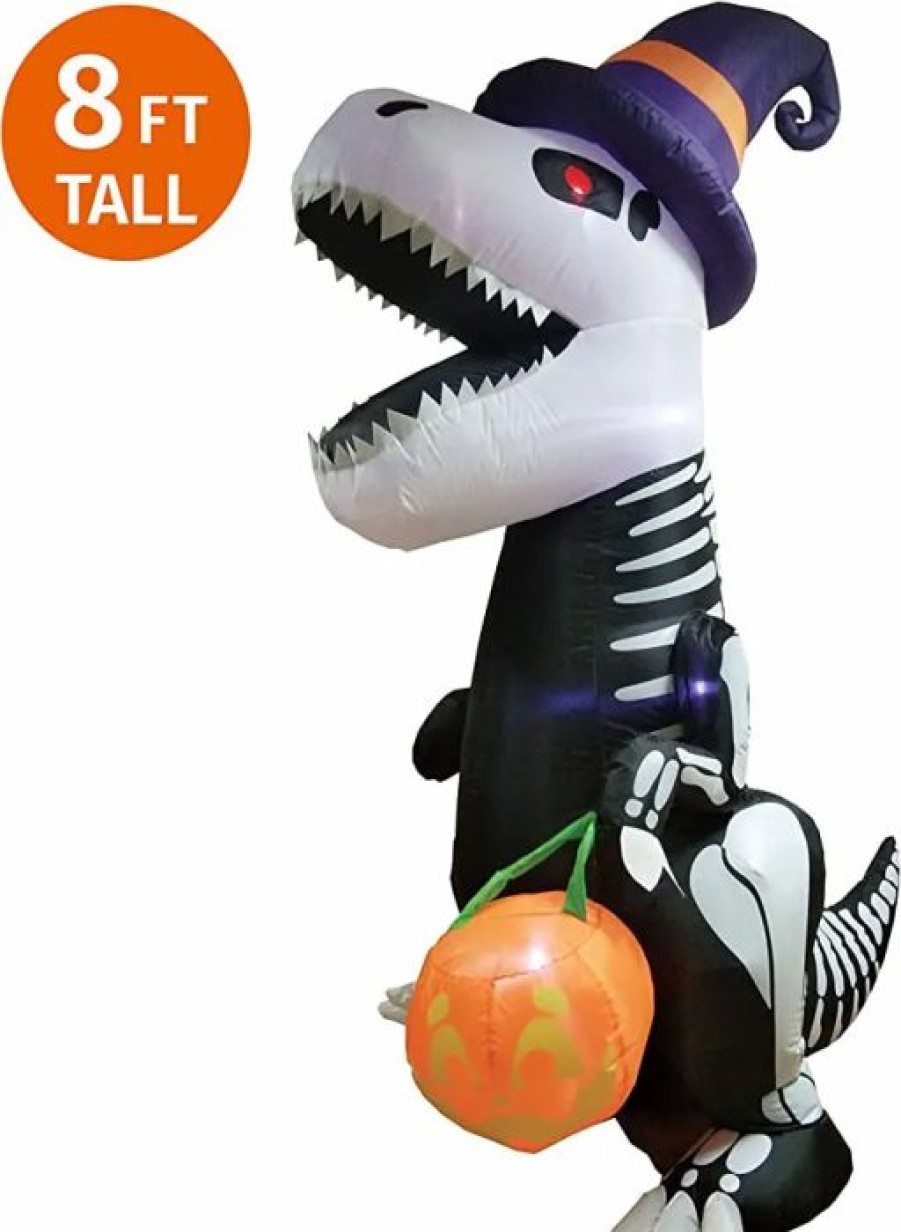 Halloween Inflatables * | Joiedomi 8Ft Halloween Led Skeleton Dinosaur Decoration Halloween Decorations