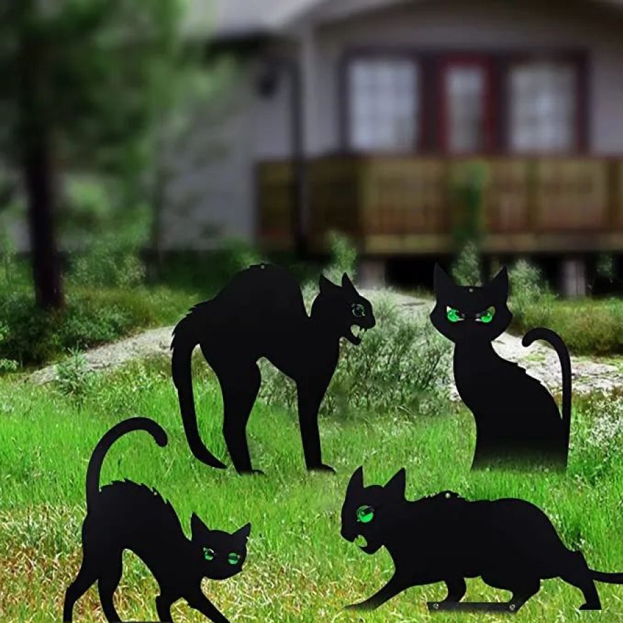 Halloween Outdoor Decor * | Joyin 6Pcs Black Cat Silhouette Yard Sign Halloween Decorations